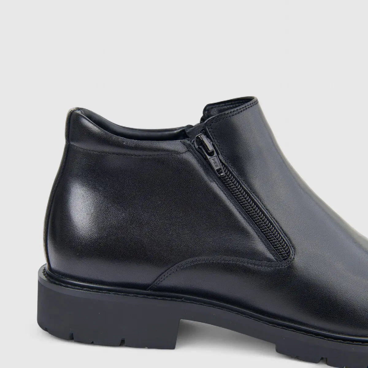 Formales Men's Leather Chunky Sole Boot With Zip On Side FW267002 Black FD2