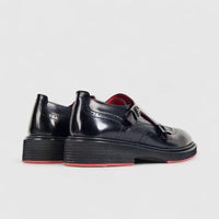 Formales Men's Leather Chunky Sole Double Monk 2477 Black  FC110
