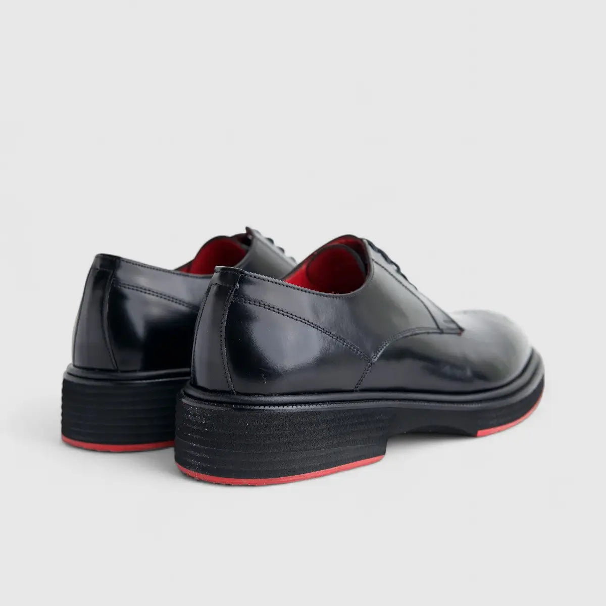 Formales Men's (UK4 TO UK12) Leather Chunky Sole Lace Up With Punched Toe 0234 Black Hi Shine FC140