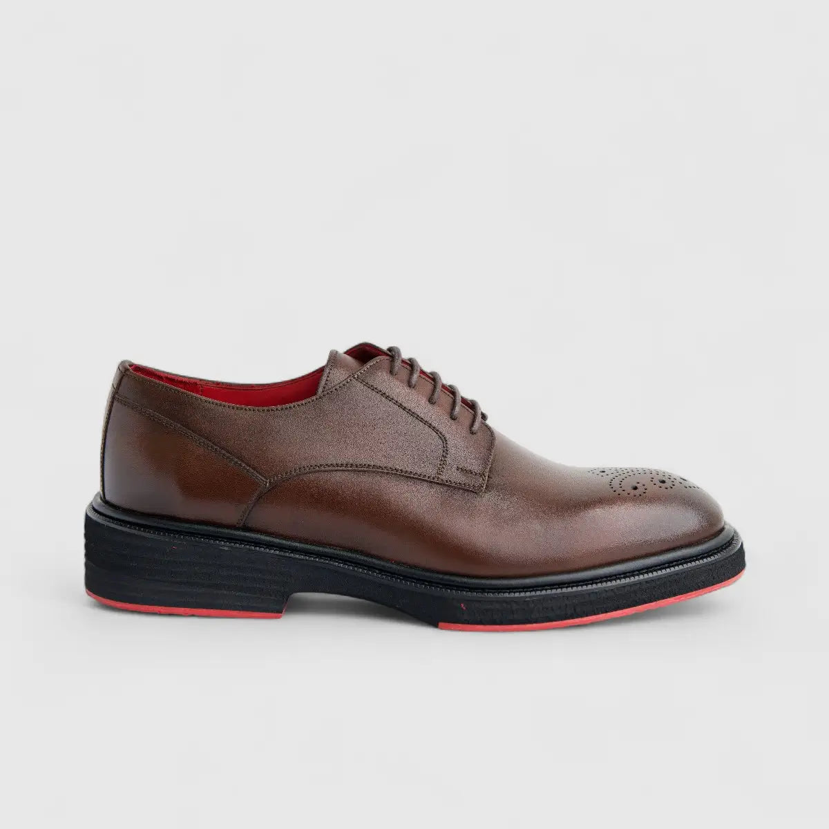 Formales Men's (UK4 TO UK12) Leather Chunky Sole Lace Up With Punched Toe 0234 Brown FC144