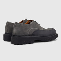 Formales Men's grey suede chunky sole lace-up shoes with black rubber accents on a clean white background.