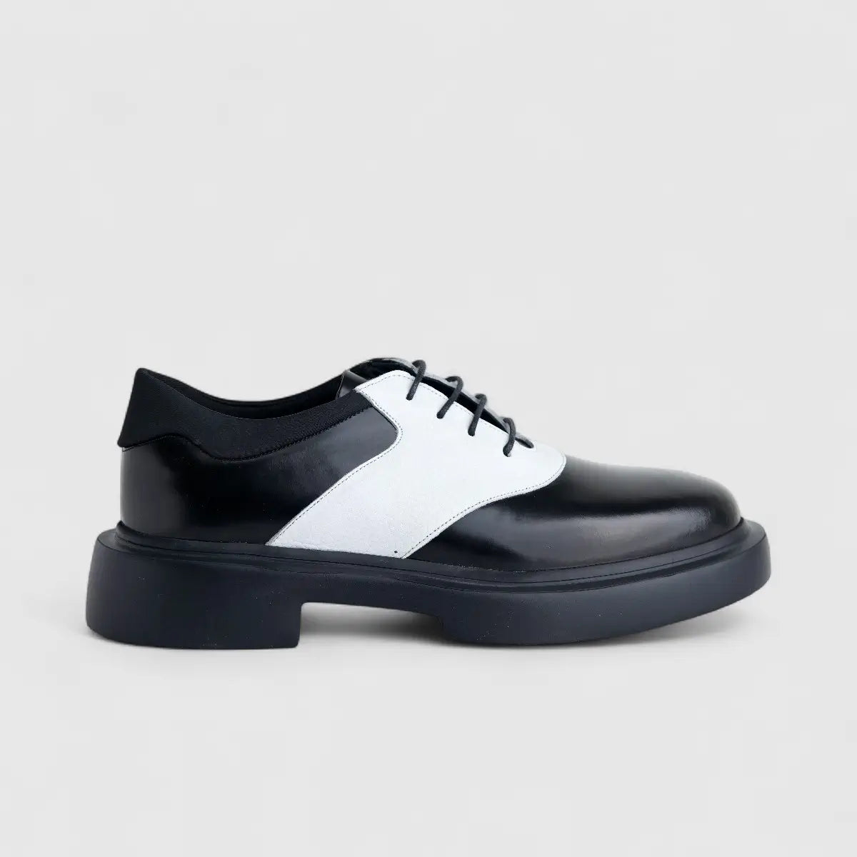 Formales Men's Leather Chunky Sole Lace Up 2309 Black/White FC135