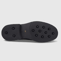 Underside view of a Formales Men's black patent leather chunky sole lace-up shoe, showing the textured sole with size 41.