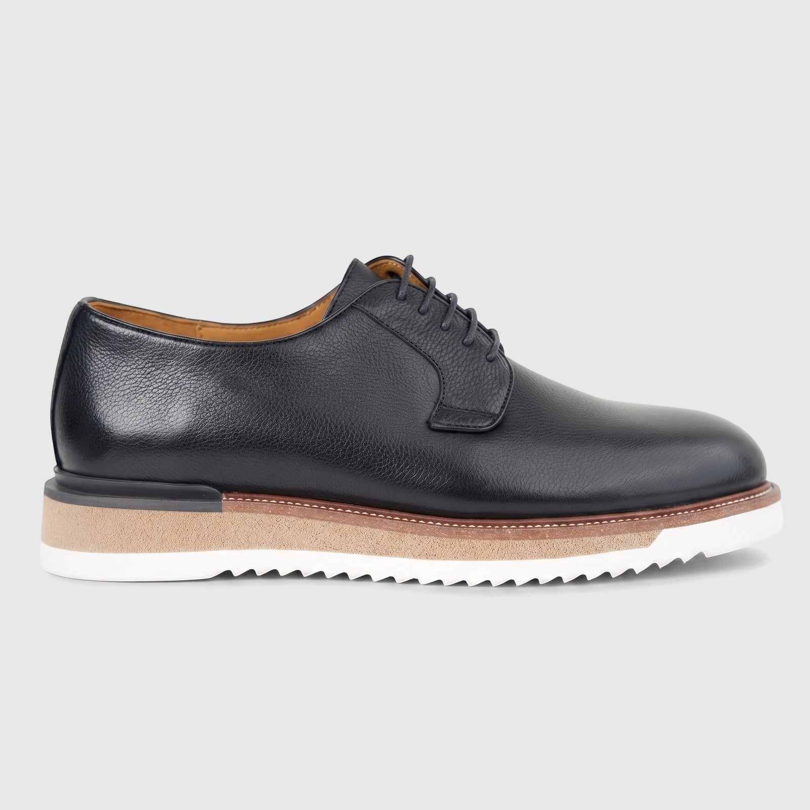 Formales Men's Leather Chunky Sole Lace Up shoes in black, featuring a textured upper and a distinctive layered sole.