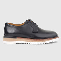 Formales Men's Leather Chunky Sole Lace Up shoes in black, featuring a textured upper and a distinctive layered sole.