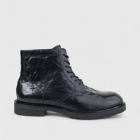 Formales Men's Leather Chunky Sole Lace Up Boot FW267004 Black FD4