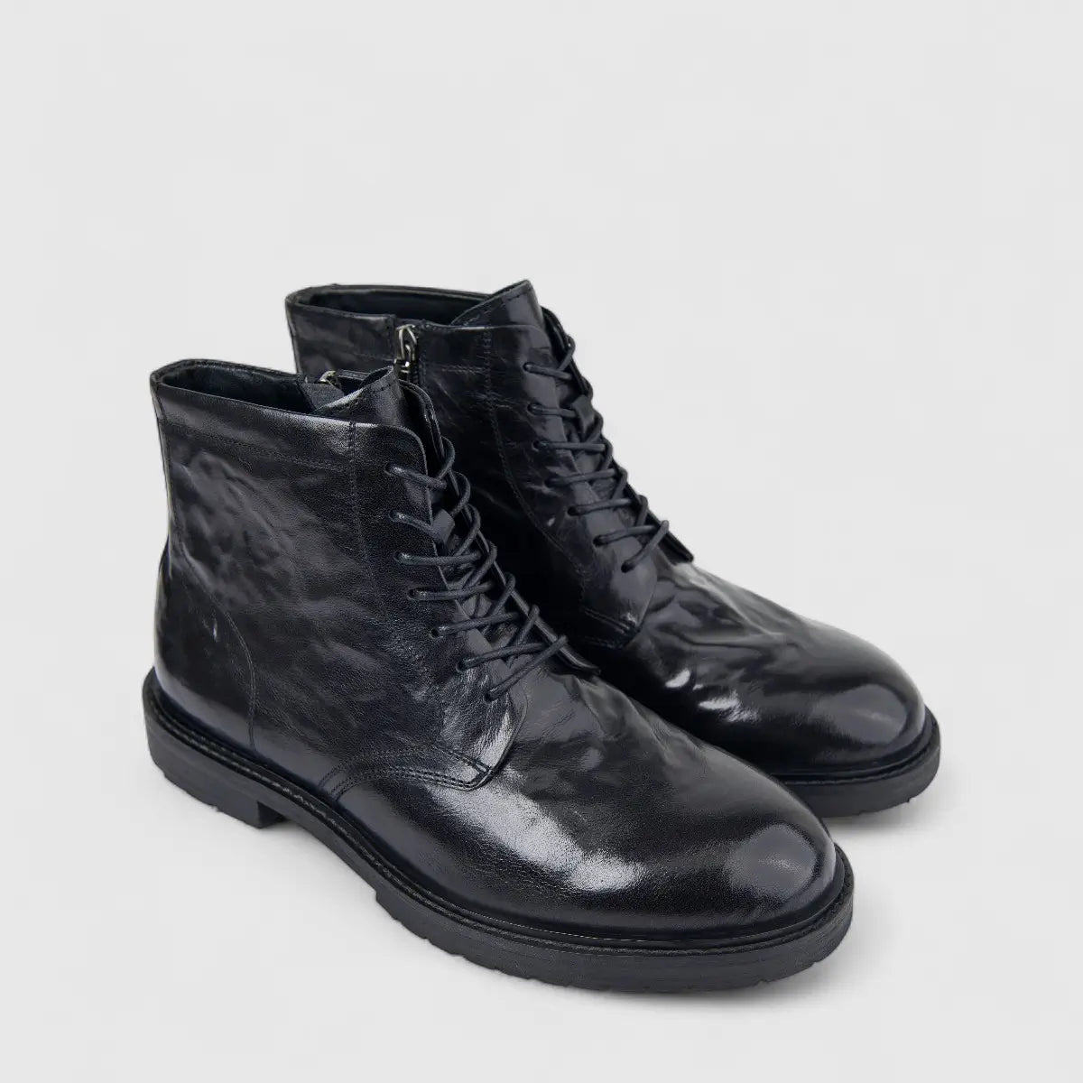 Formales Men's Leather Chunky Sole Lace Up Boot FW267004 Black FD4