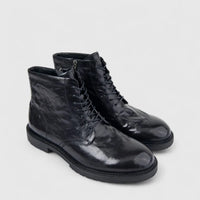 Formales Men's Leather Chunky Sole Lace Up Boot FW267004 Black FD4