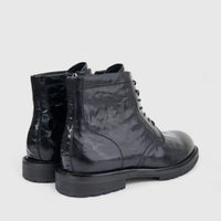 Formales Men's Leather Chunky Sole Lace Up Boot FW267004 Black FD4