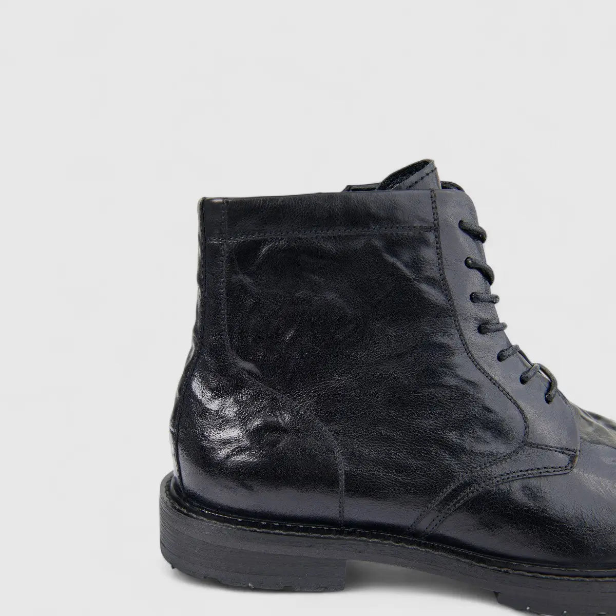Formales Men's Leather Chunky Sole Lace Up Boot FW267004 Black FD4