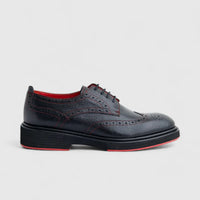 Formales Men's (UK4 TO UK12) Leather Chunky Sole Lace Up Brogue 4116 Black Floater FC141