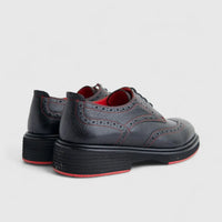 Formales Men's (UK4 TO UK12) Leather Chunky Sole Lace Up Brogue 4116 Black Floater FC141