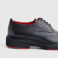 Formales Men's (UK4 TO UK12) Leather Chunky Sole Lace Up Brogue 4116 Black Floater FC141