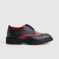 Formales Men's (UK4 TO UK12)  Leather Chunky Sole Lace Up Brougue 4116 Black/Red FC143