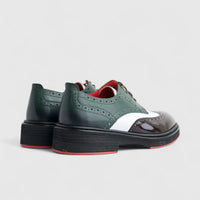 Formales Men's Leather Chunky Sole Lace Up Brogue 4116 Burgundy/White/Olive FC136