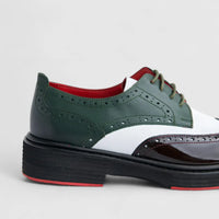 Formales Men's Leather Chunky Sole Lace Up Brogue 4116 Burgundy/White/Olive FC136