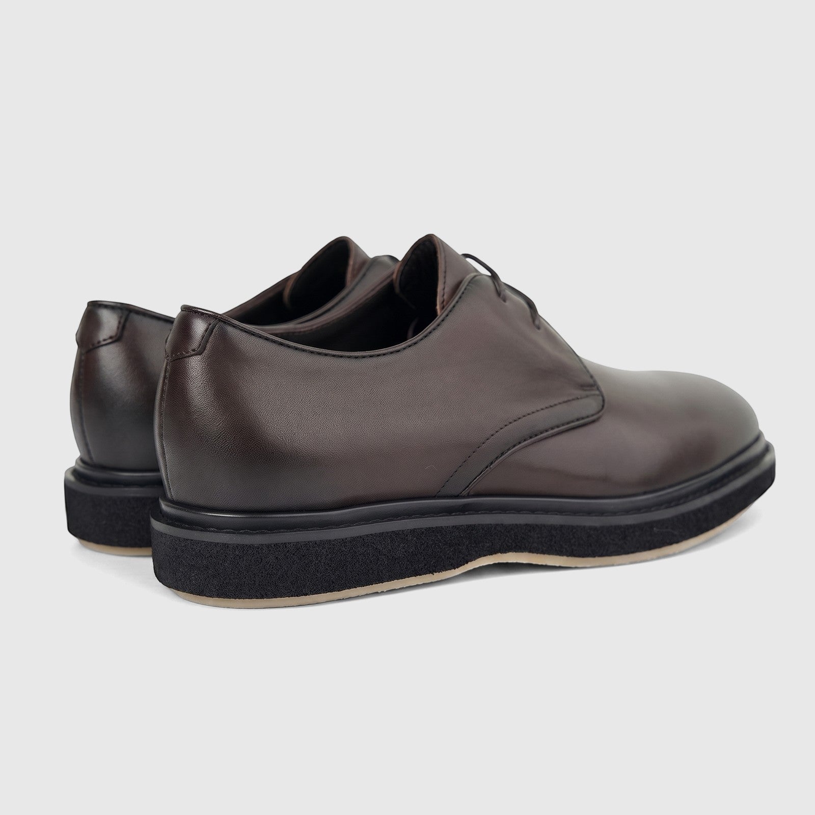 Formales Men's Leather Chunky Sole Lace Up shoes in coffee brown. View shows the back and side of the stylish footwear.