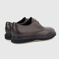 Formales Men's Leather Chunky Sole Lace Up shoes in coffee brown. View shows the back and side of the stylish footwear.