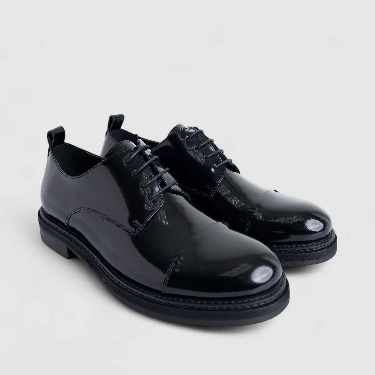 Formales Men's Leather Chunky Sole Lace Up FM2025-829 Black FK34