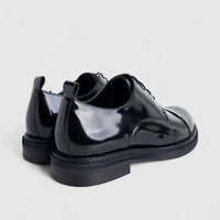 Formales Men's Leather Chunky Sole Lace Up FM2025-829 Black FK34