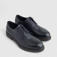 Formales Mens Leather Chunky Sole Lace Up FM2025-830 Black FK31