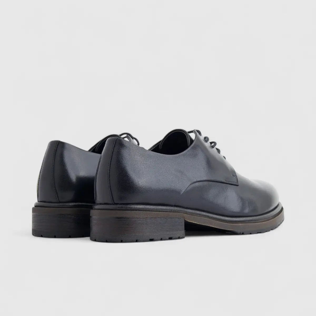 Formales Mens Leather Chunky Sole Lace Up FM2025-830 Black FK31