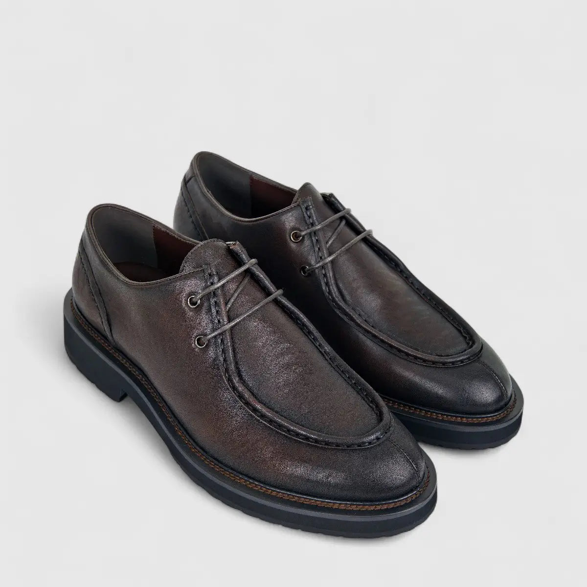 Formales Men's Leather Chunky Sole Lace Up FM2025-834 Coffee FK18