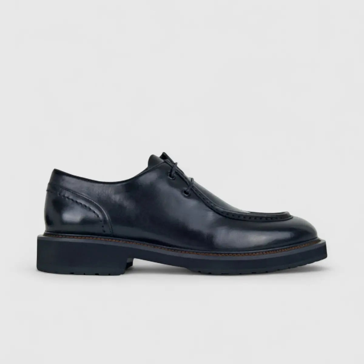 Formales Mens Leather Chunky Sole Lace Up FM2025-835 Black FK28