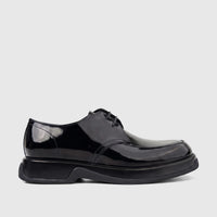 Formales Men's Leather Chunky Sole Lace Up 2440 shoe in black patent leather, viewed from the side.