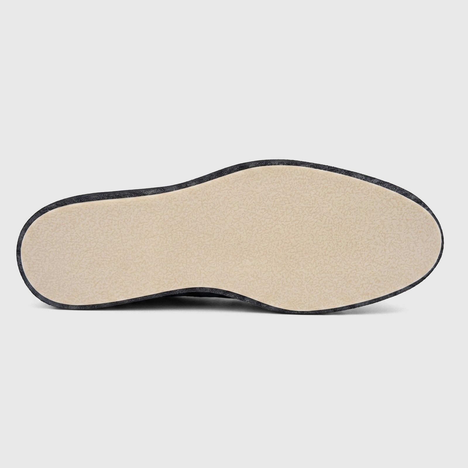 Underside view of a Formales men's leather chunky sole lace-up shoe, showing the beige textured sole and black edges.