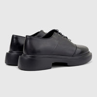 Formales Men's black leather chunky sole lace-up shoes, shown from a rear-side view on a white background.