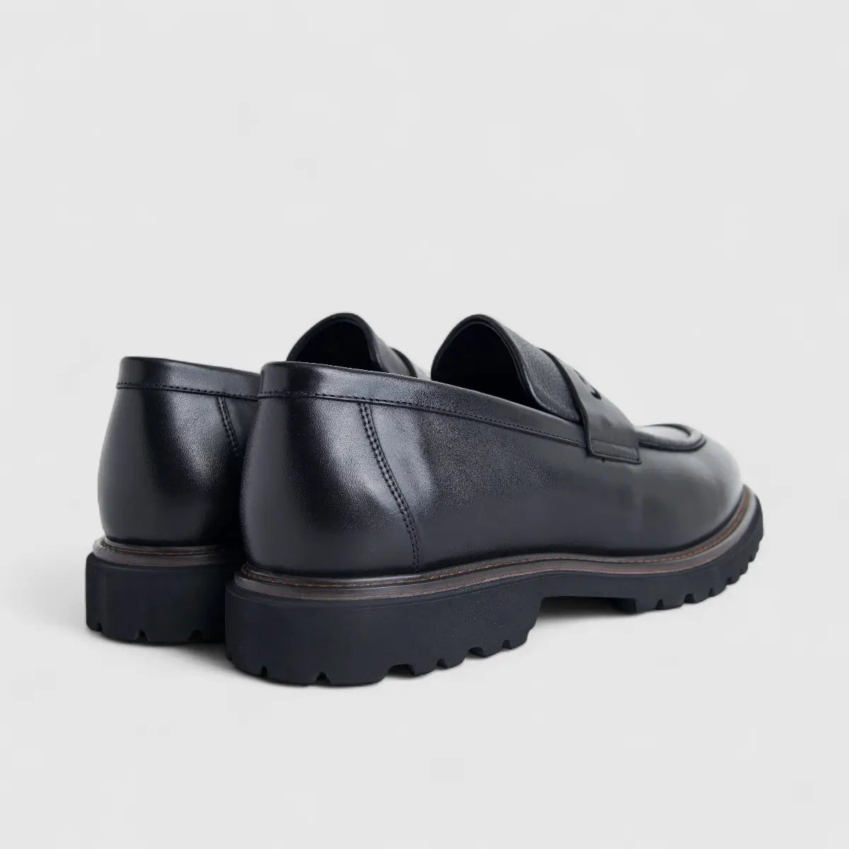 Formales Men's Leather Chunky Sole Slip On FM2025-840 Black FK37