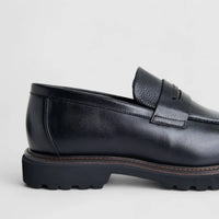 Formales Men's Leather Chunky Sole Slip On FM2025-840 Black FK37