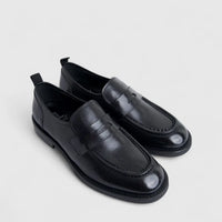 Formales Men's Leather Chunky Sole Slip On FM2025-841 Black FK38