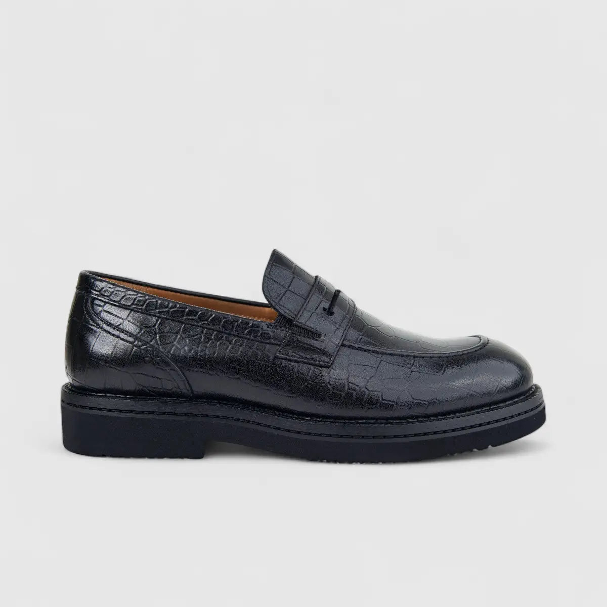 Formales Men's Leather Chunky Sole Slip On FY266011 Black FD18