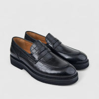 Formales Men's Leather Chunky Sole Slip On FY266011 Black FD18