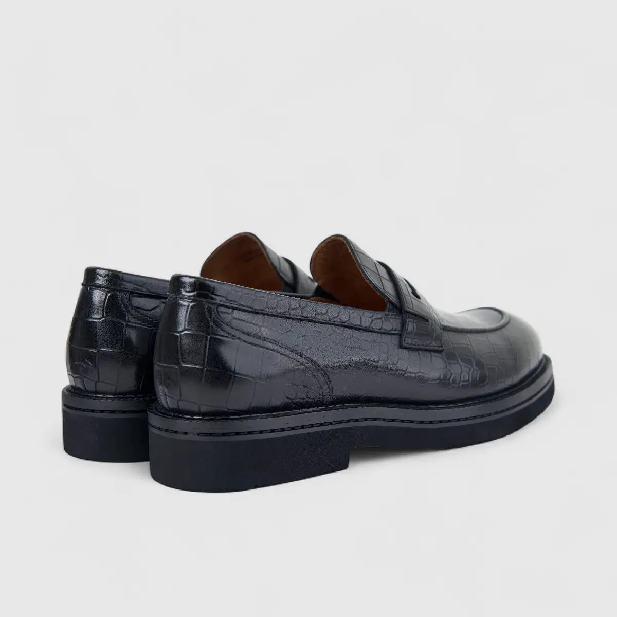 Formales Men's Leather Chunky Sole Slip On FY266011 Black FD18