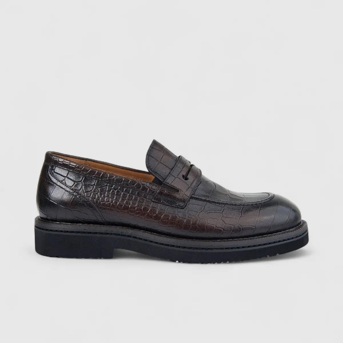 Formales Men's Leather Chunky Sole Slip On FY266011 Coffee FD19
