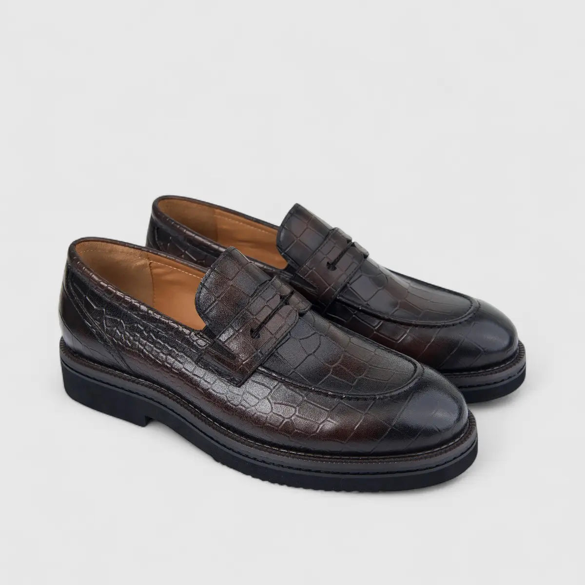 Formales Men's Leather Chunky Sole Slip On FY266011 Coffee FD19