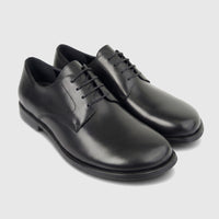 Pair of black Formales men's leather lace-up dress shoes, glossy finish, photographed on a clean white background.