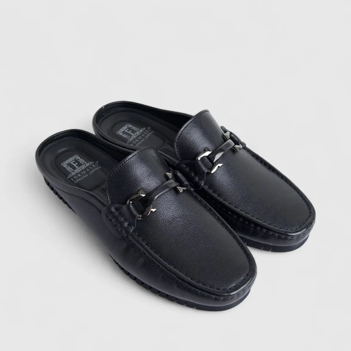 Formales Men's Leather Mule FM2025-802 Black FK40