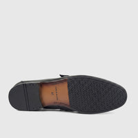 Formales Men's Leather Loafer FT268002 Black FK60 shown from underside with black textured rubber outsole