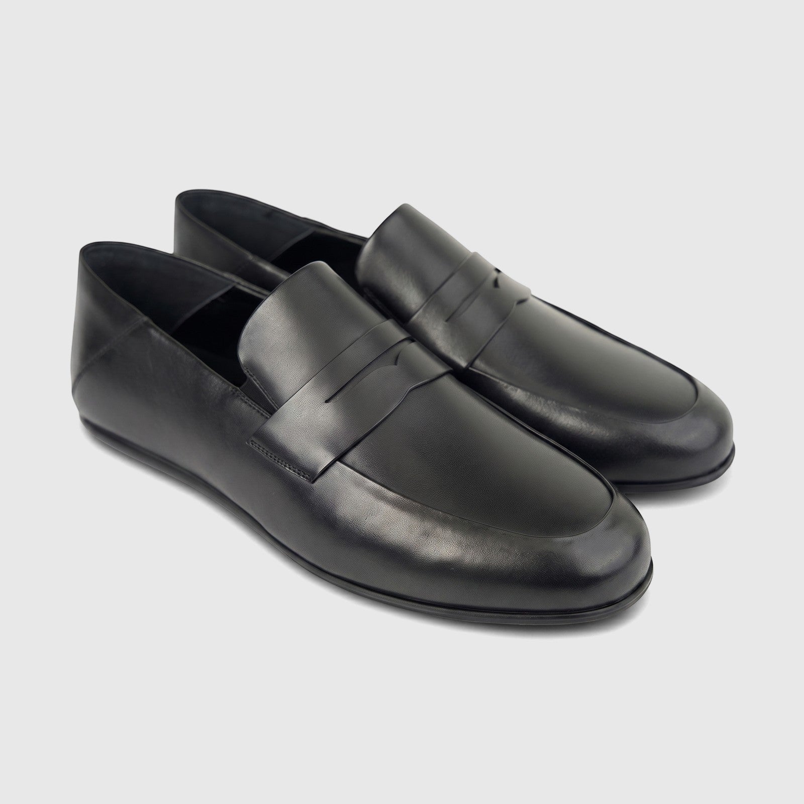 Formales Men's Leather Slip On FW267013 Black FW3 shoes shown on a white background, highlighting the sleek design and