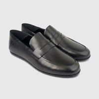 Formales Men's Leather Slip On FW267013 Black FW3 shoes shown on a white background, highlighting the sleek design and