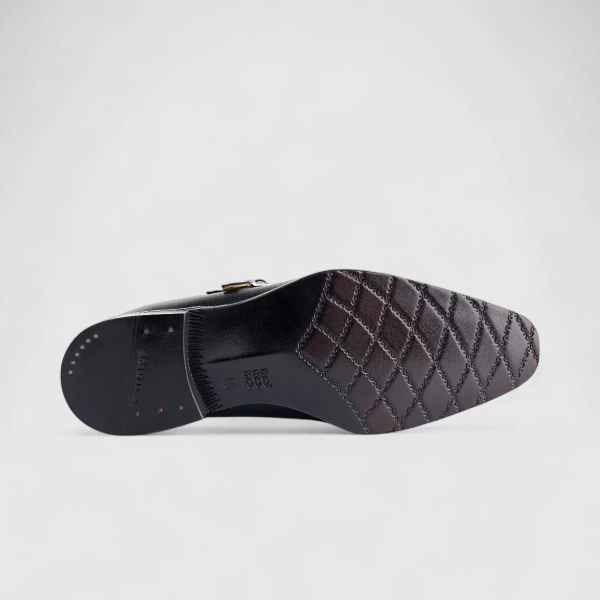 Formales Men's Leather Slip On With Double Buckle  AE5288-859 Black EL138