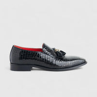 Formales Men's Leather Slip On With Tassel AE585-130 Black EL142