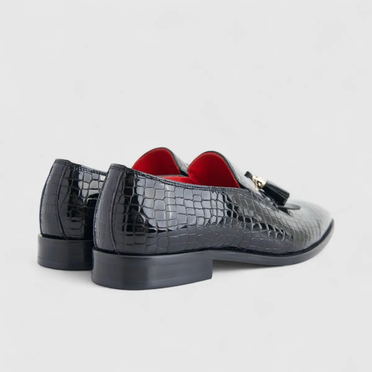 Formales Men's Leather Slip On With Tassel AE585-130 Black EL142