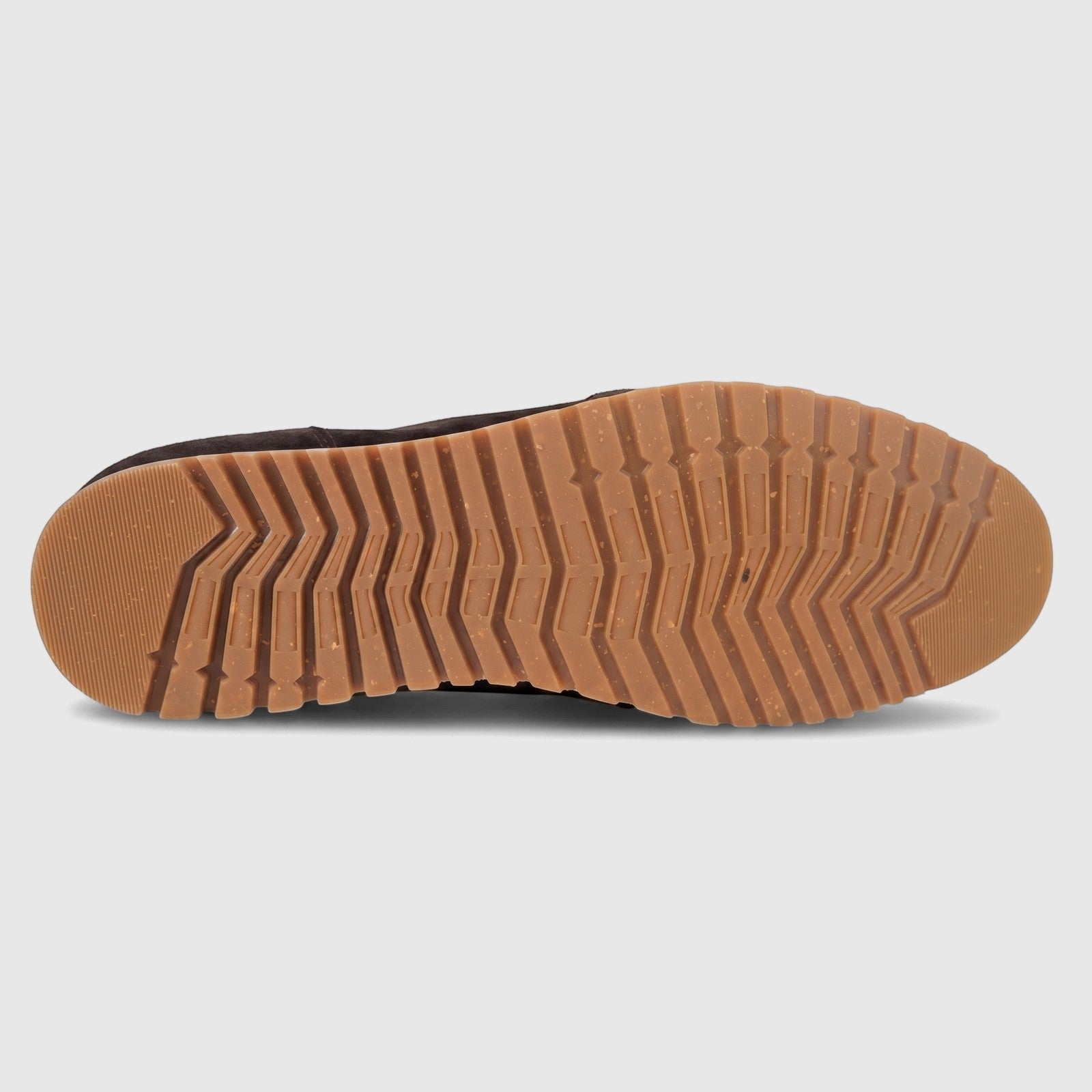 Formales Men's Leather Sneaker FW267030 Coffee, showcasing the textured rubber sole from a bottom view.