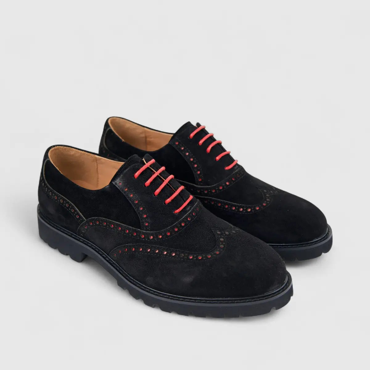 Formales Men's Suede Chunky Sole Lace Up FY266001 Black FD11