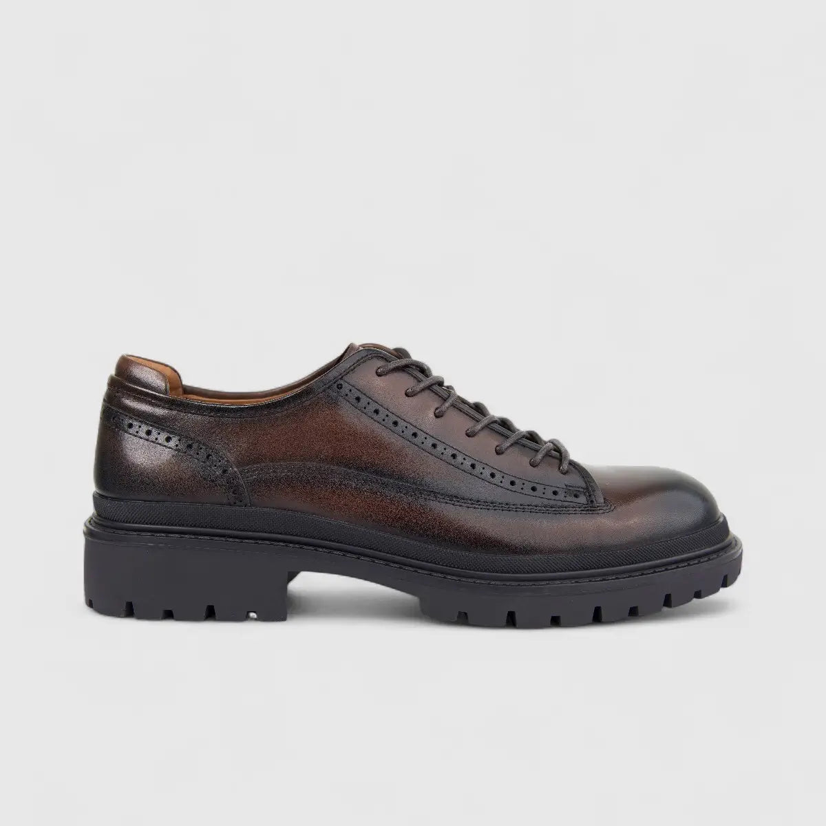 Formales Men's Leather Chunky Sole Lace Up FY266003 Brown FD13